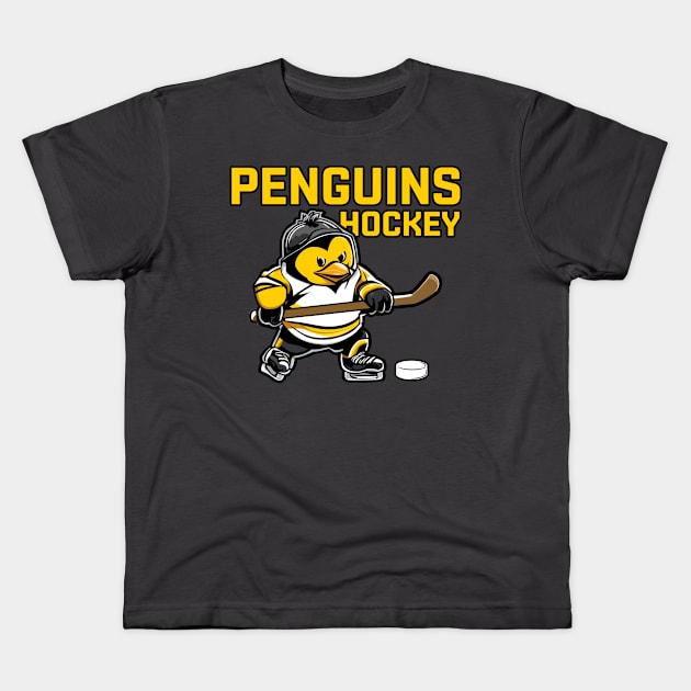 Penguins Hockey Kids T-Shirt by Gamers Gear